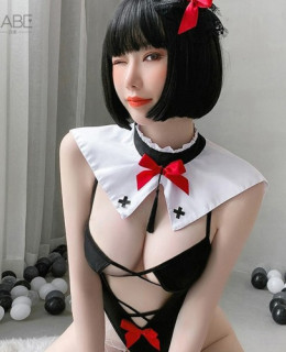 블랙 리본 코스튬 이머시브 스타킹